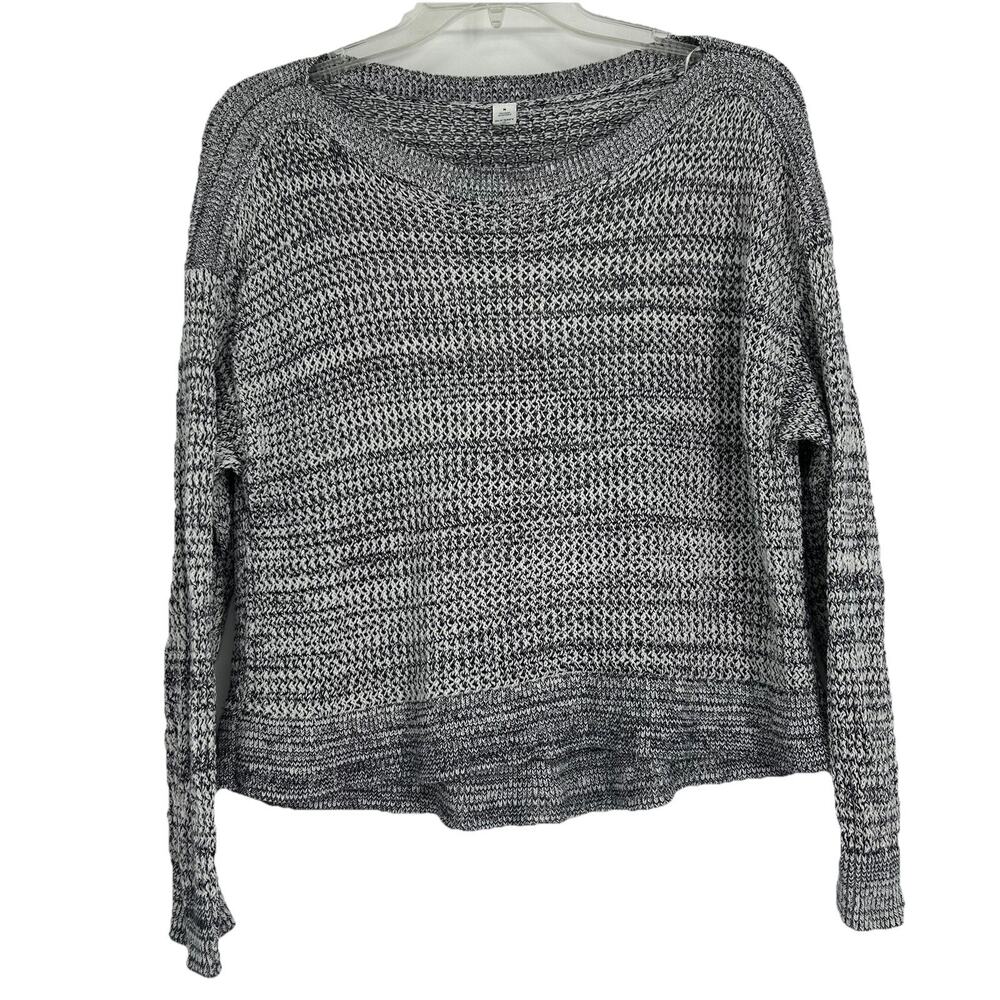 Old Navy Boat Neck Sweater Open Knit Marled Blue Dolman Sleeves Relaxed Size M